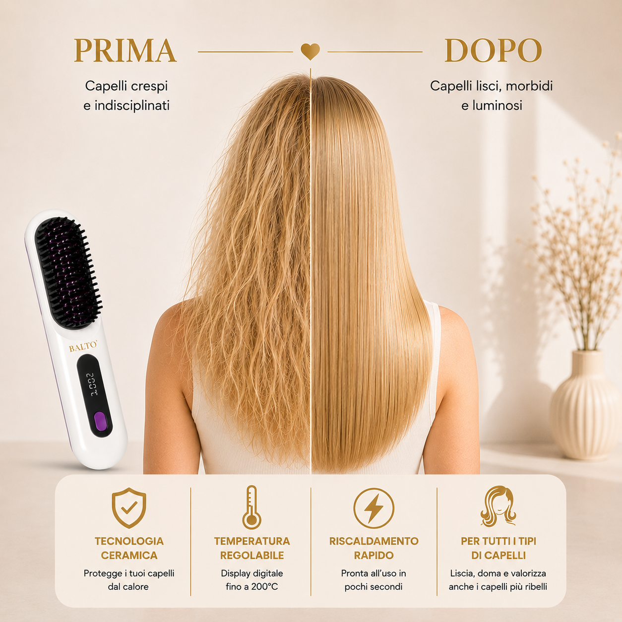 SilkBrush - Spazzola lisciante in Ceramica con Temperatura regolabile