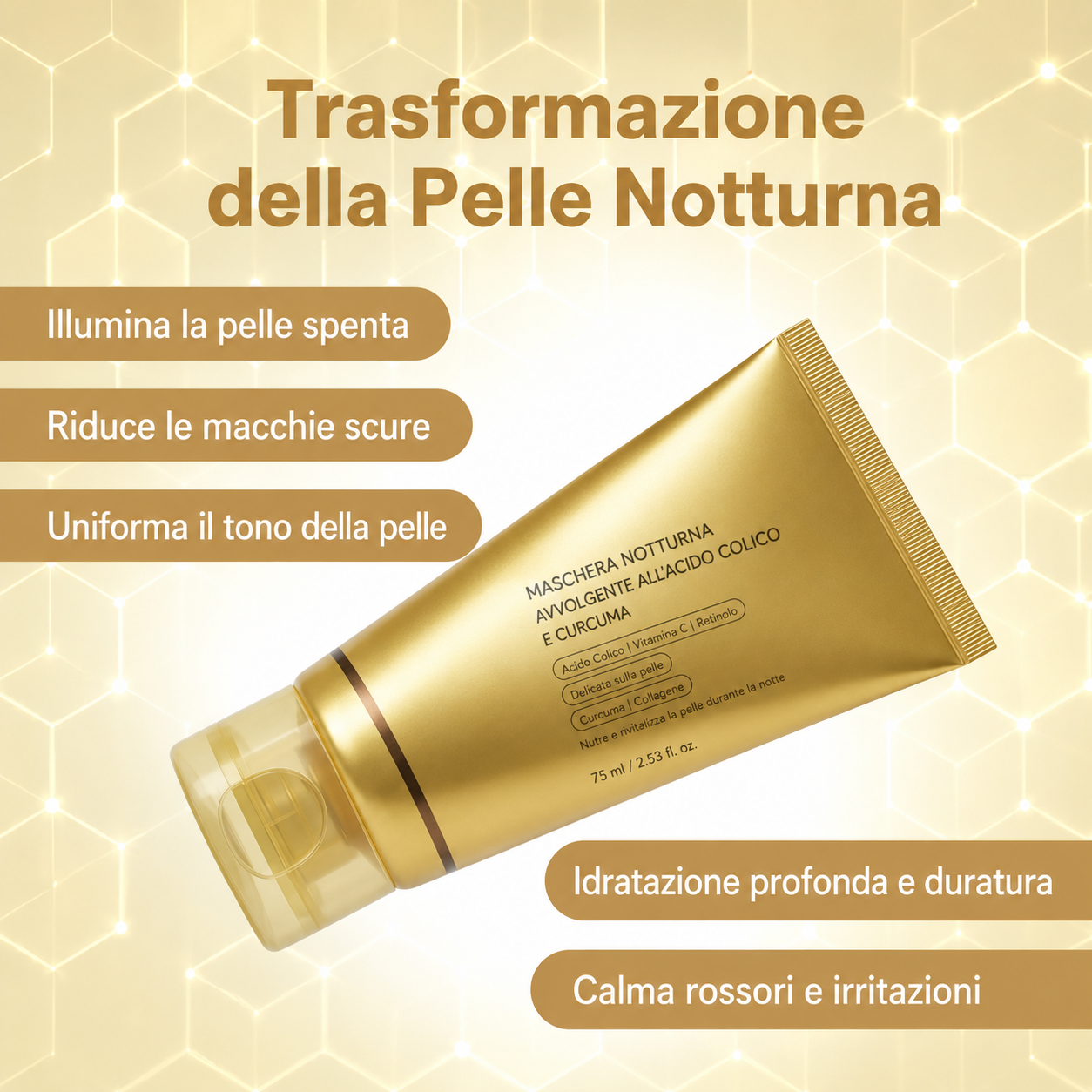 Glow Renewall Mask-Maschera notturna all'acido Cogico Curcuma e Collagene