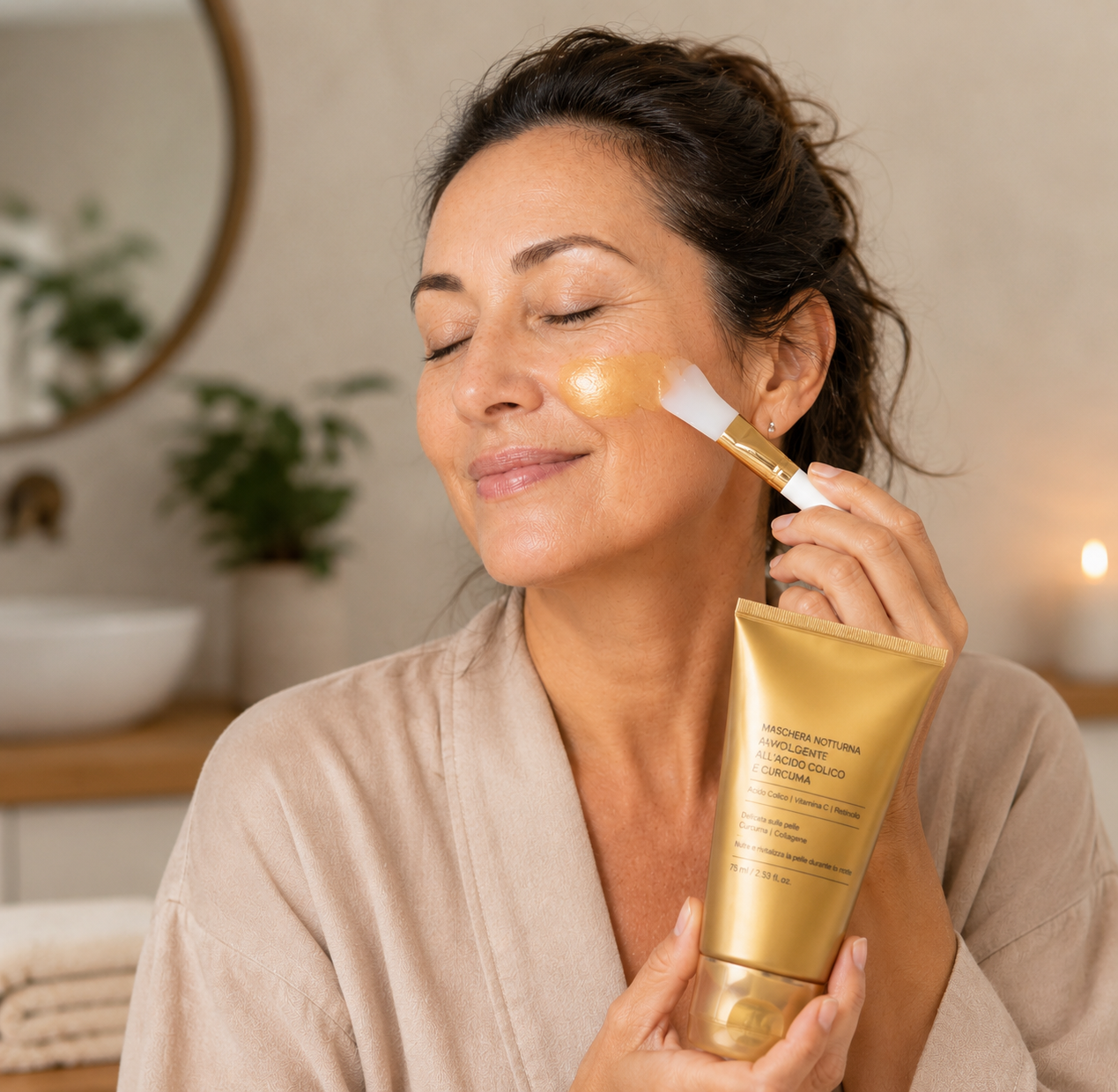 Glow Renewall Mask-Maschera notturna all'acido Cogico  Curcuma e Collagene