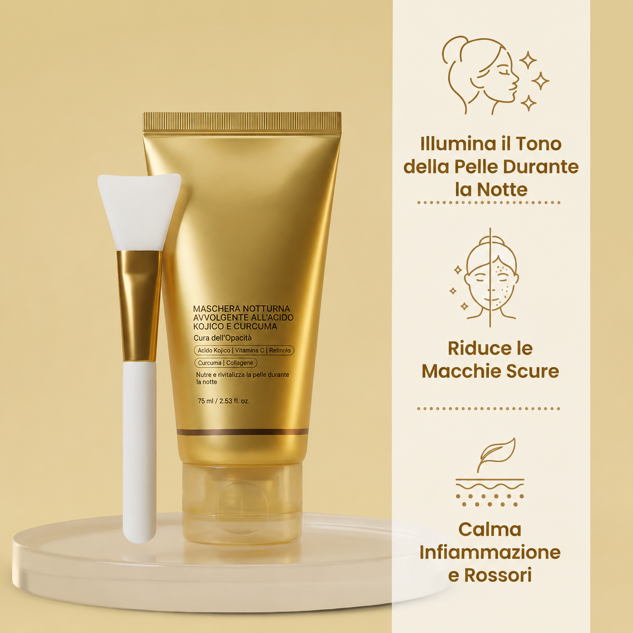 Glow Renewall Mask-Maschera notturna all'acido Cogico  Curcuma e Collagene